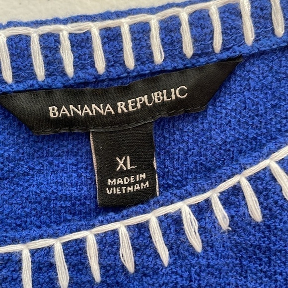 Banana Republic Cotton Sleeveless Top Embroidered Blue Size XL - Picture 3 of 5